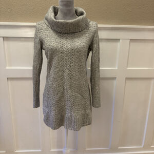 White House Black Market Cable Knit Sweater Dress Size:M Cowl Neck Wool Blend
